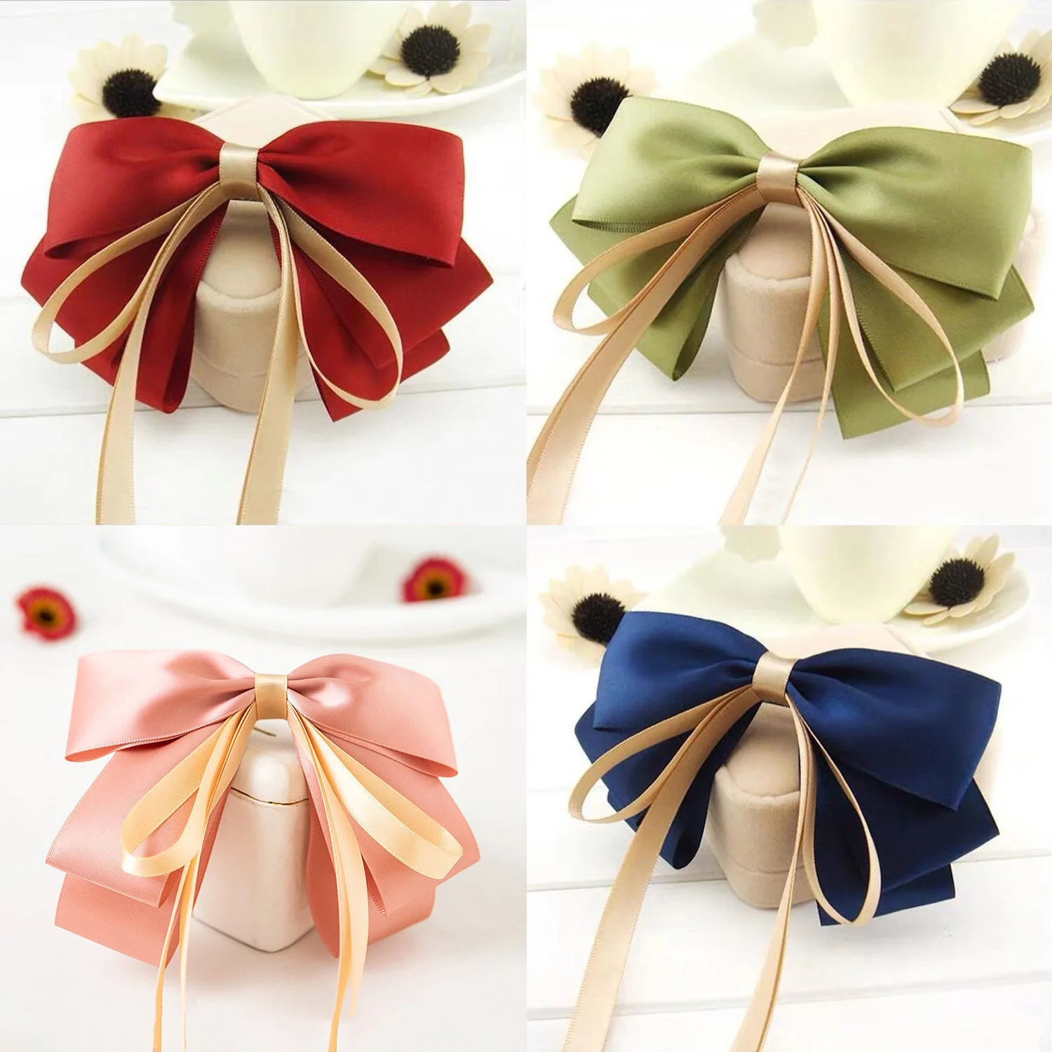 

Fashion Solid Color Big Bow Hairpin Hair Clip For Women Girls Sweet Two-layer Hairgrip Barrette ladies headress Hair Accessories