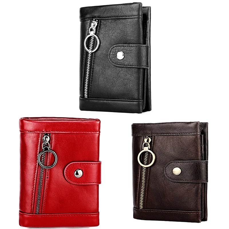 

Men Wallet Genuine Leather Men's Purse RFID Blocking Design Male Wallets with Zipper Coin Pocket