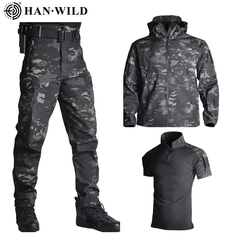 Shark Skin Soft Shell Jacket Pants Shirts Military Uniform Camouflage Tactical Suit Army Clothes Hiking Jackets Waterproof
