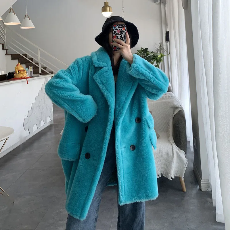 2020 Женская одежда зимняя верхняя пальто новое длинное шерстяное меховое Jurchen
