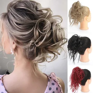 Резинка для волос WEILAI, коричневая, светлая, Пончик-шиньон, эластичная лента для волос, из термостойких синтетических волос