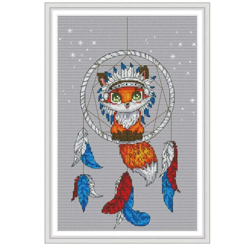 Лиса Ловец снов DIY ручной работы Рукоделие Счетный крест комплект с вышивкой 14CT |