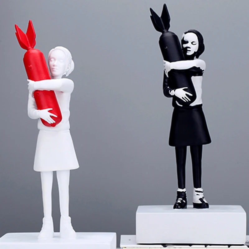 Современная Скульптура Hugger Banksy девичье уличное искусство полимерная креативная