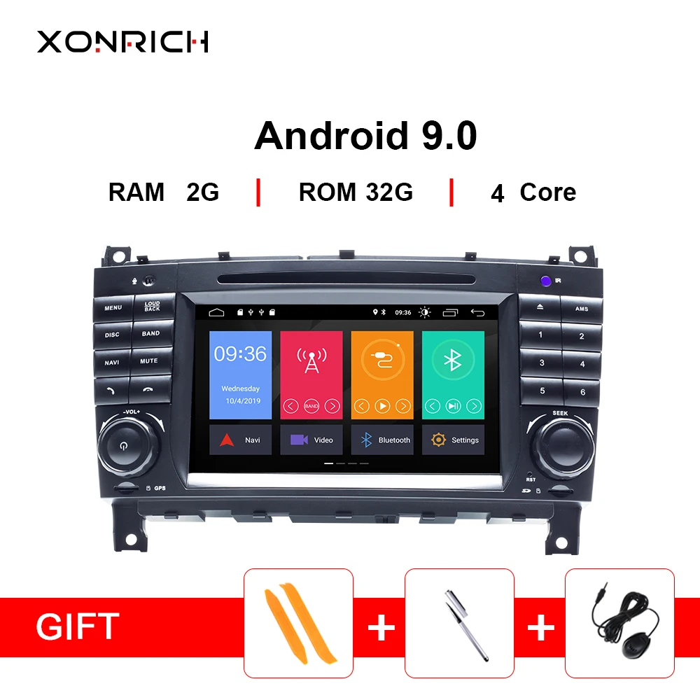 2Din Android 9 автомобильный DVD Мультимедиа Радио gps навигатор для Mercedes/Benz W203 W209 W219 A Class C