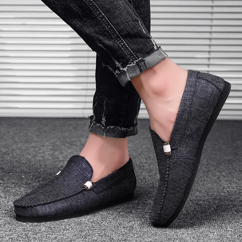 

Лоферы мужские из искусственной кожи, мягкая подошва, без застежки, повседневная обувь для вождения, деловые прогулочные теннисные Мокасин...