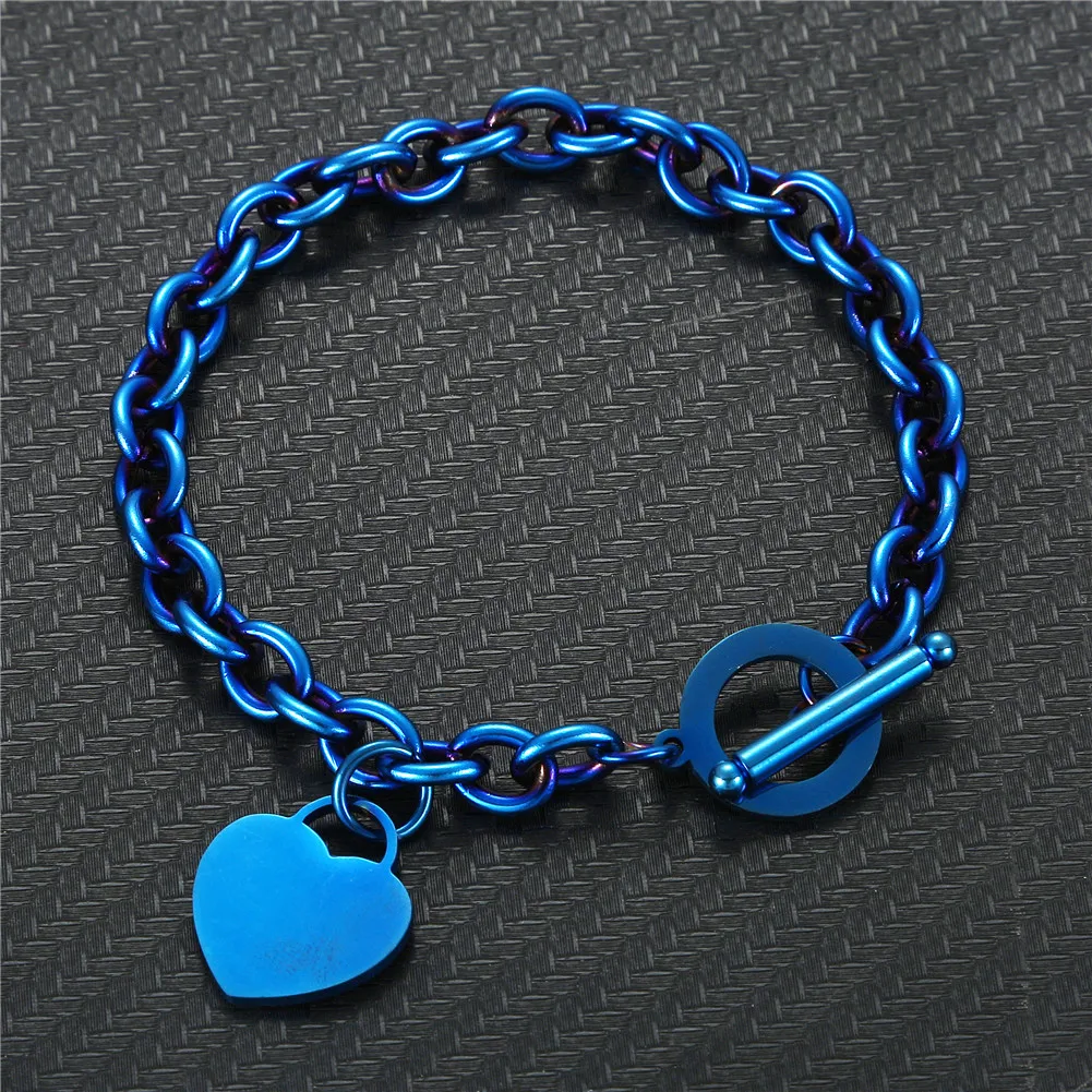 316L браслет из нержавеющей стали с цепочкой в виде сердца очаровательный для