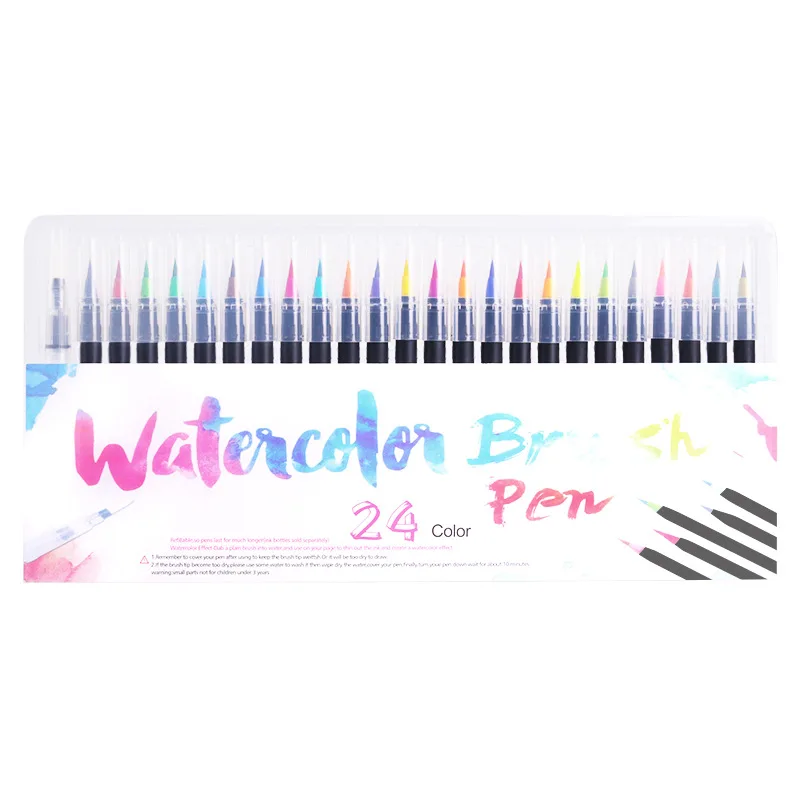 

24 Color Washabe Watercolor Paint Brush Pen Set With Refillable Water Coloring Pen For Drawing Painting Calligraphy Art Markers