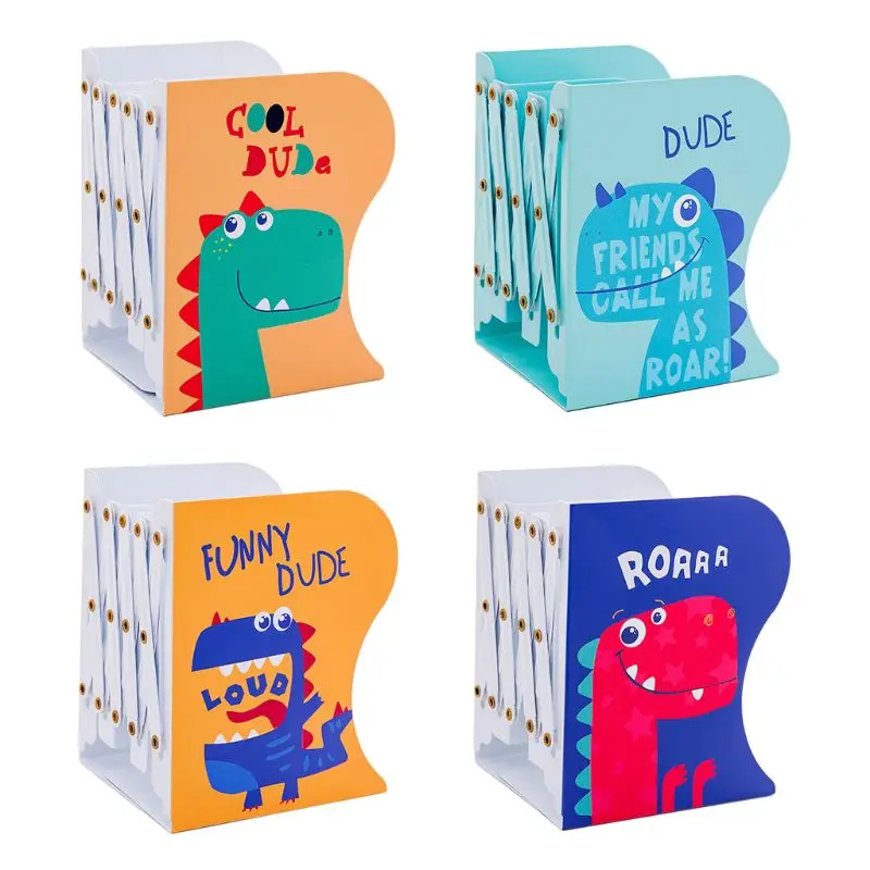 

Dinosaur Metal Retractable Bookends Support Stand Holder Shelf Desk Organizer P82A