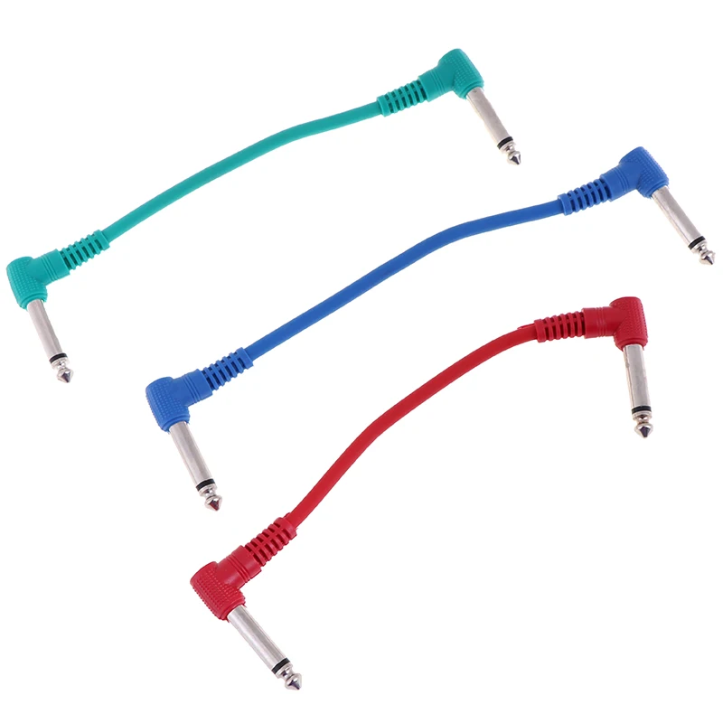 

6Pcs/Set Guitar Parts Colorful Angled Plug Audio Cable Leads Patch Cables For Guitar Pedal Effect