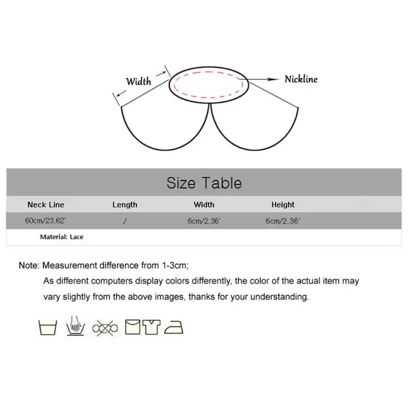 

40GC White Ruffles Lace Rim Fake Collar Detachable Embroidery Floral Necklace Choker with Adjustable Strap Wedding Decor