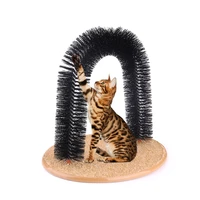new comfortable arch cats massager round for pet cat itching grooming supplies fleece base kitten toy scratching device brush