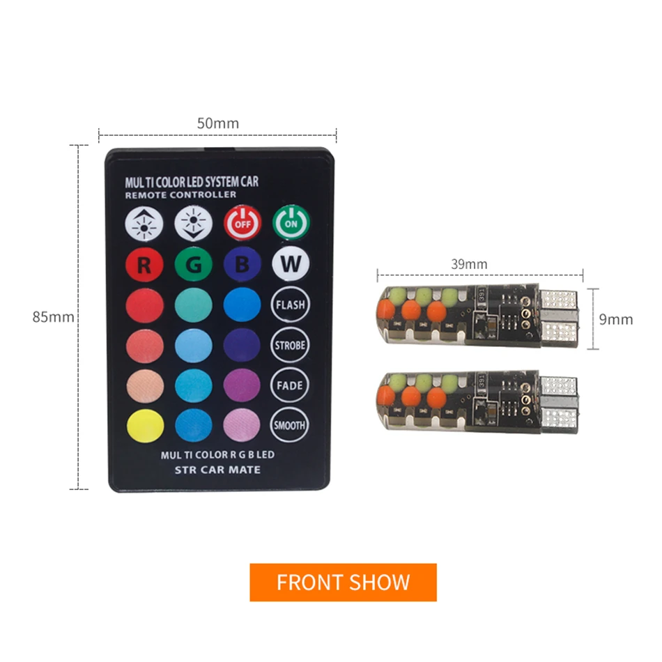 1 комплект Универсальный Автомобильный RGB светодиодный W5W T10 COB 12SMD просвет