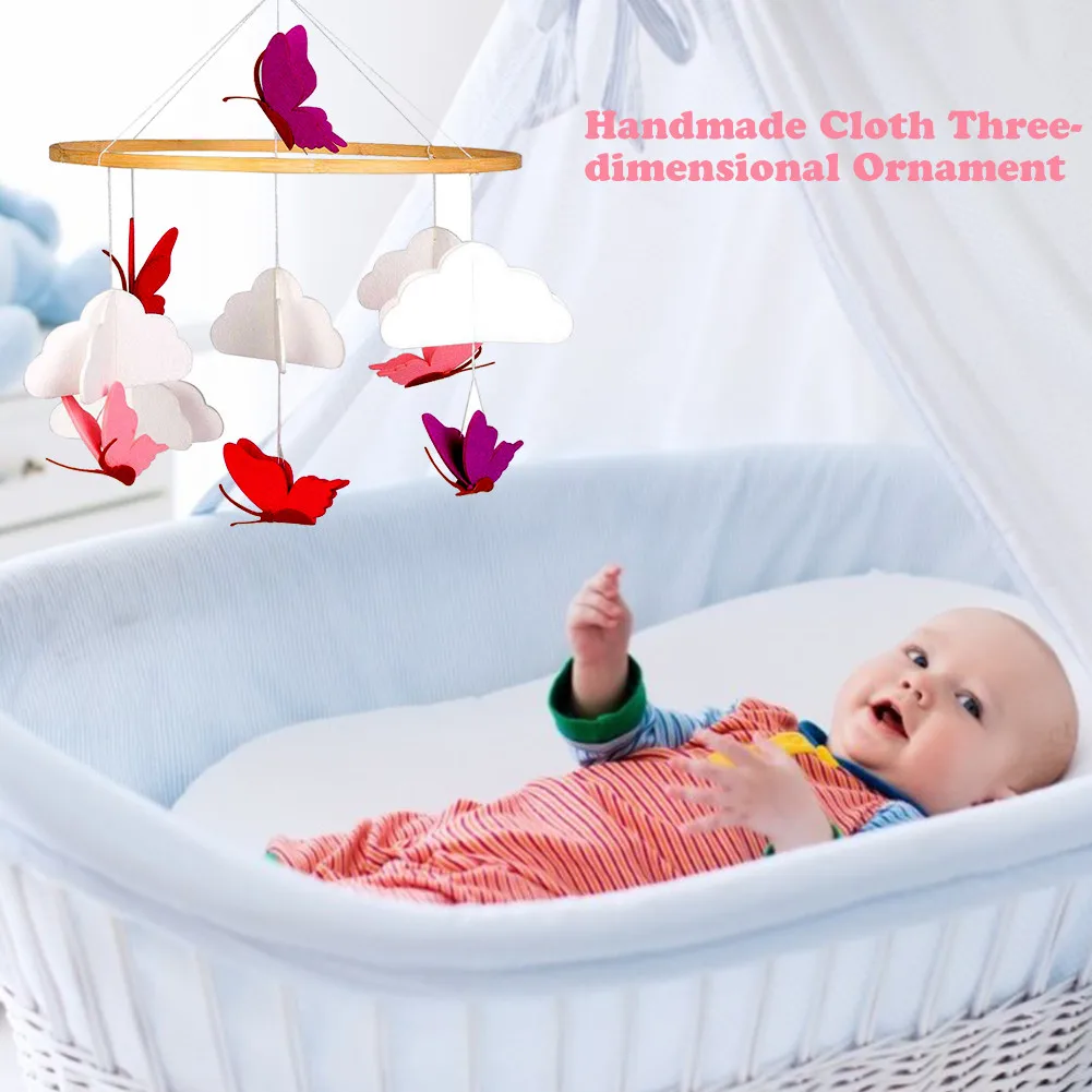 

1 PCS Baby Crib Felt Ball Musical Mobile Rattle Infant Cot Wind Chime Bed Butterfly Cloud Wind Chime Toys Clever