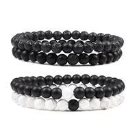 black white natural stone yoga beaded bracelets men women lava matte bracelet couples best friends hot gift charm strand jewelry
