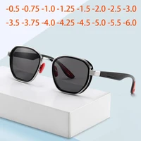 steampunk polygon polarized myopia sunglasses women men metal uv400 short sight prescription sun glasses 0 0 5 0 75 to 6 0