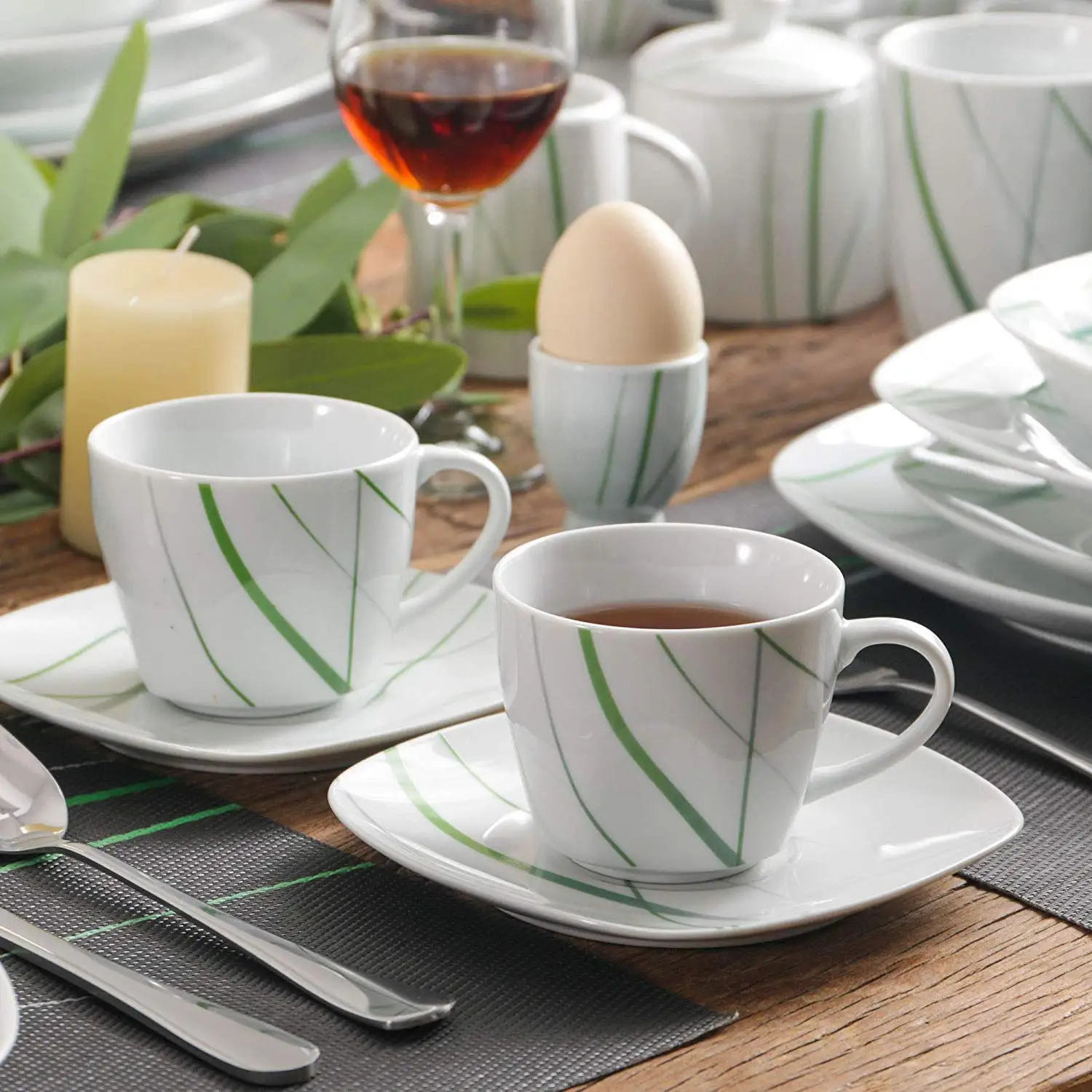 Verkaufen VEWEET AVIVA 100-Stück Porzellan Geschirr Mit Ei Tasse, Tasse Und Untertasse, Becher, Dessert & Suppe & Teller, Schüssel Set Milch Krug & Zucker Topf