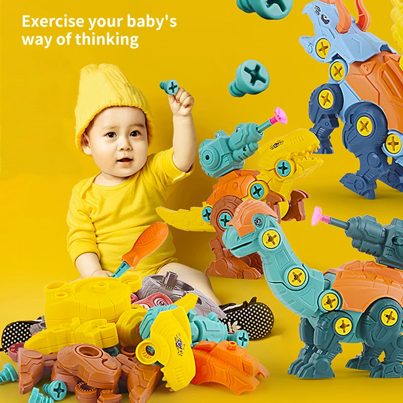 

Screw Nut Combination Early Educational Blocks Toys DIY Disassembly Dinosaur Toy Set With Assemble Screw Toys For Kids Gift