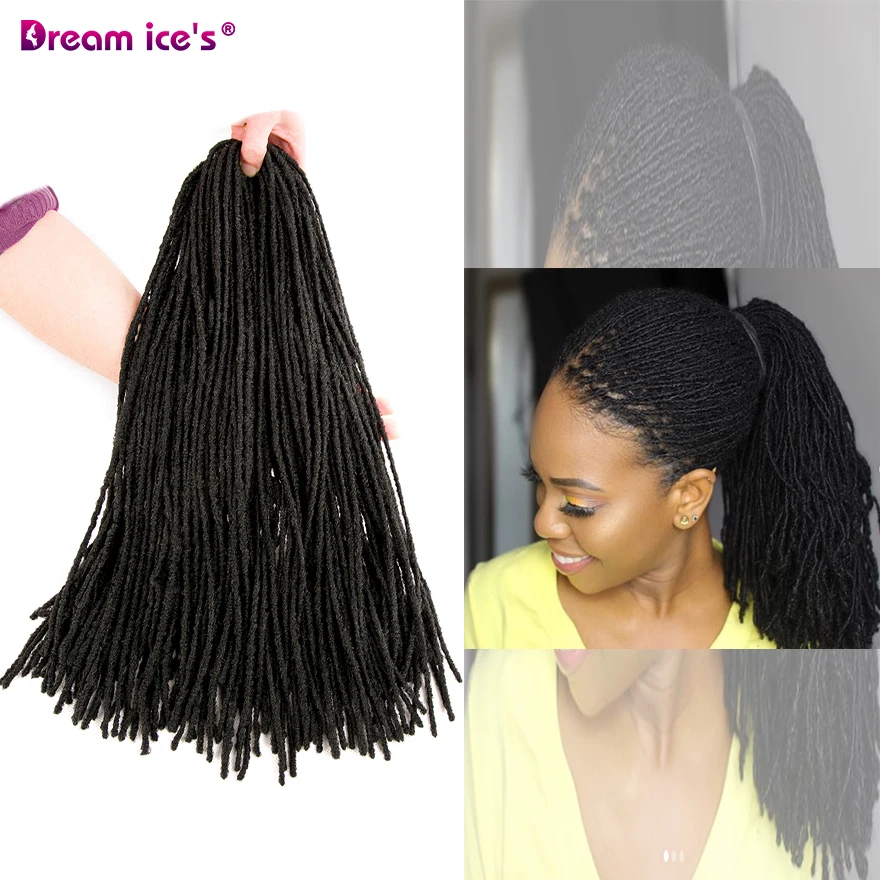 Tranças de Cabelo Sintético para Mulheres Macios Deadlocks Irmã Fechaduras Afro Crochê Locs Hair18 Polegada Preto