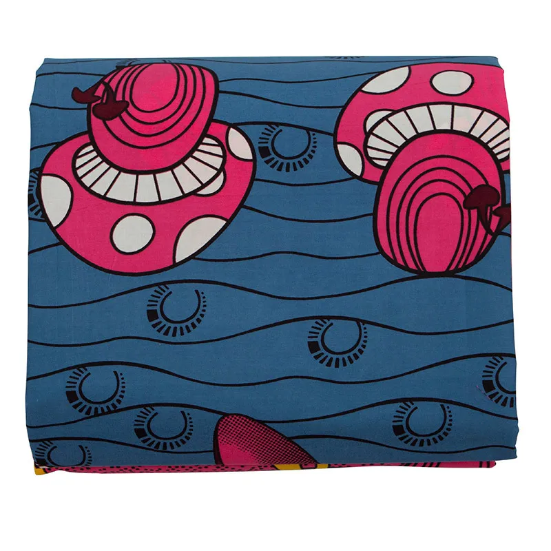 100% хлопок 2019 модный Африканский розовый принт с грибами восковая ткань настоящий