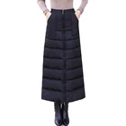 Зимние женские юбки, новинка 2021, цельная юбка средней длины на молнии, хлопковая теплая трапециевидная черная юбка с высокой талией, женская одежда