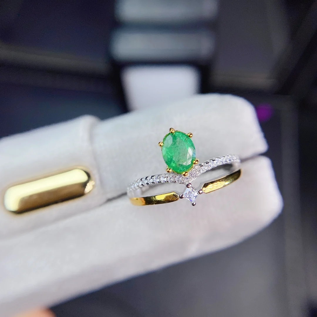 

SHILOVEM 925 sterling silver real Natural Emerald rings classic fine Jewelry new wedding wholesale gift 5*7mm jcj05078114agml