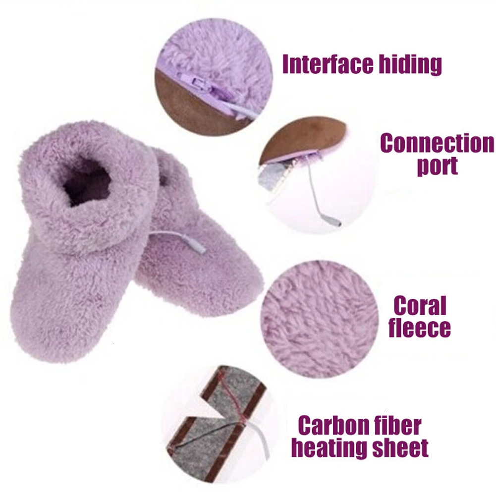 1 пара теплых толстых шлепанцев с USB подогревом теплая обувь для ног зимняя