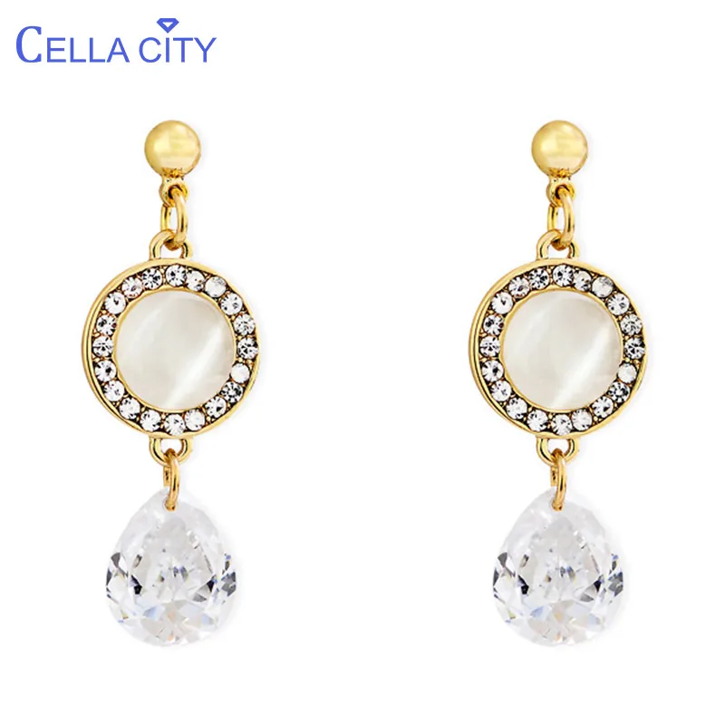 Круглые Серьги с драгоценными камнями в виде кошачьего глаза для женщин серебро