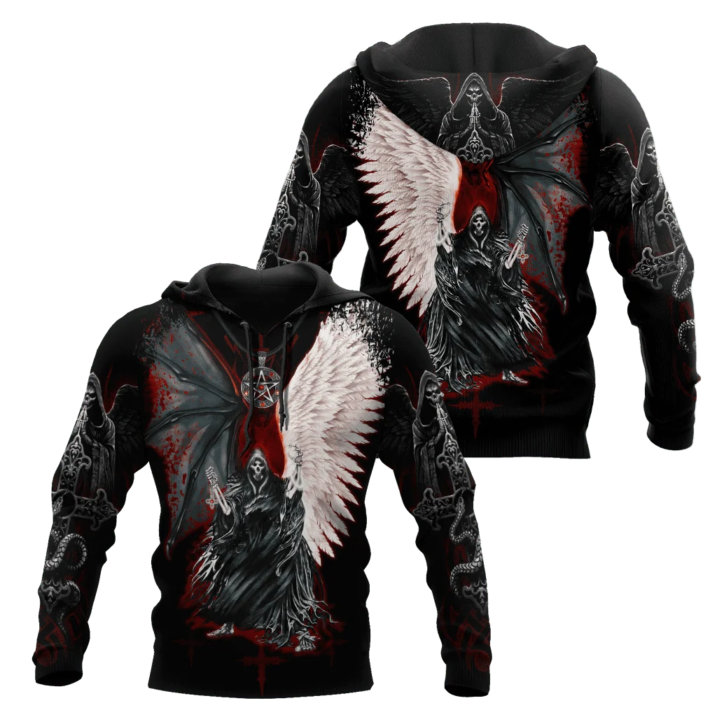 Мужская толстовка с капюшоном и 3D-принтом черепа крыльев короля осенняя унисекс