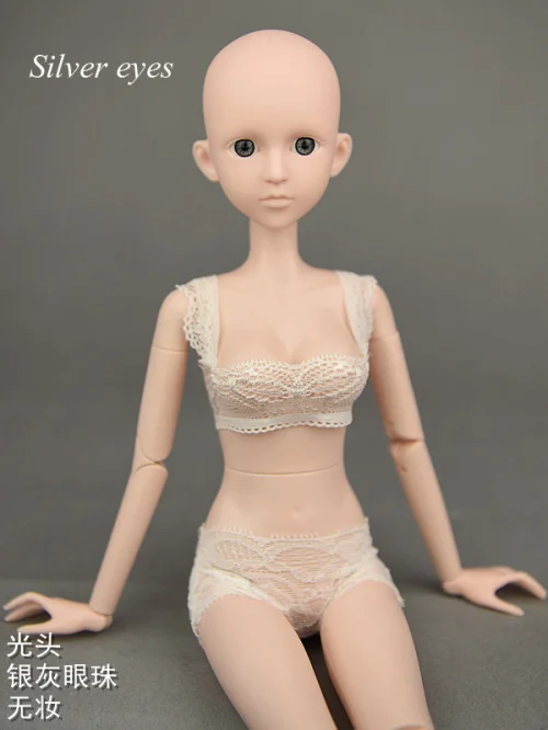 3D реальные глаза Обнаженная 1/4 BJD кукла Синьи/45 см Оригинальная кукла тела с двойным коленом локтевого сустава/для косплея DIY куклы игрушки - Цвет: silver eye no makeup