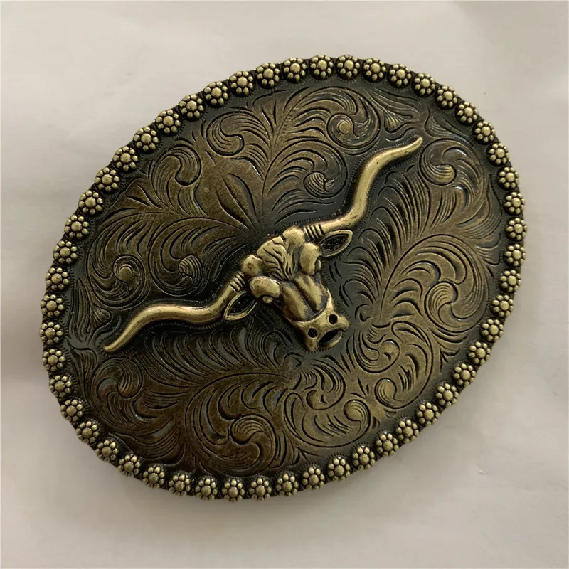 Розничная продажа Мужская овальная металлическая кружевная 3D бронзовая пряжка с