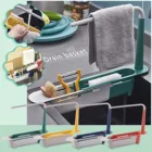 Телескопическая полка для раковины, органайзер для кухонных раковин, держатель для губки, сушилка для раковины, корзина для хранения, кухонные приспособления, аксессуары #50