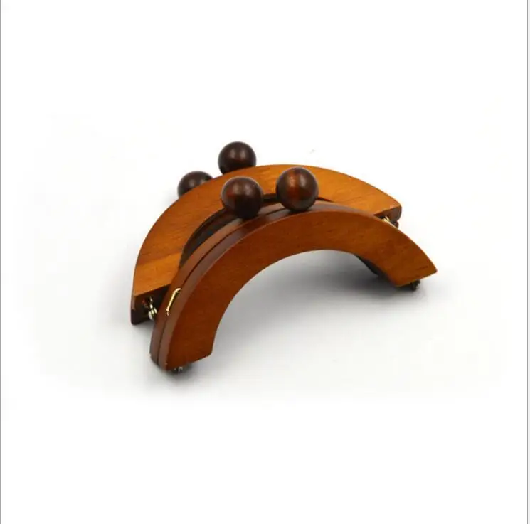 Coffee Solid Wood Material Magnet Inside Big Round Clasp-10 Pcs Of Wood Bag Handle Hanger Fashion Brown Wooden Purse Frame