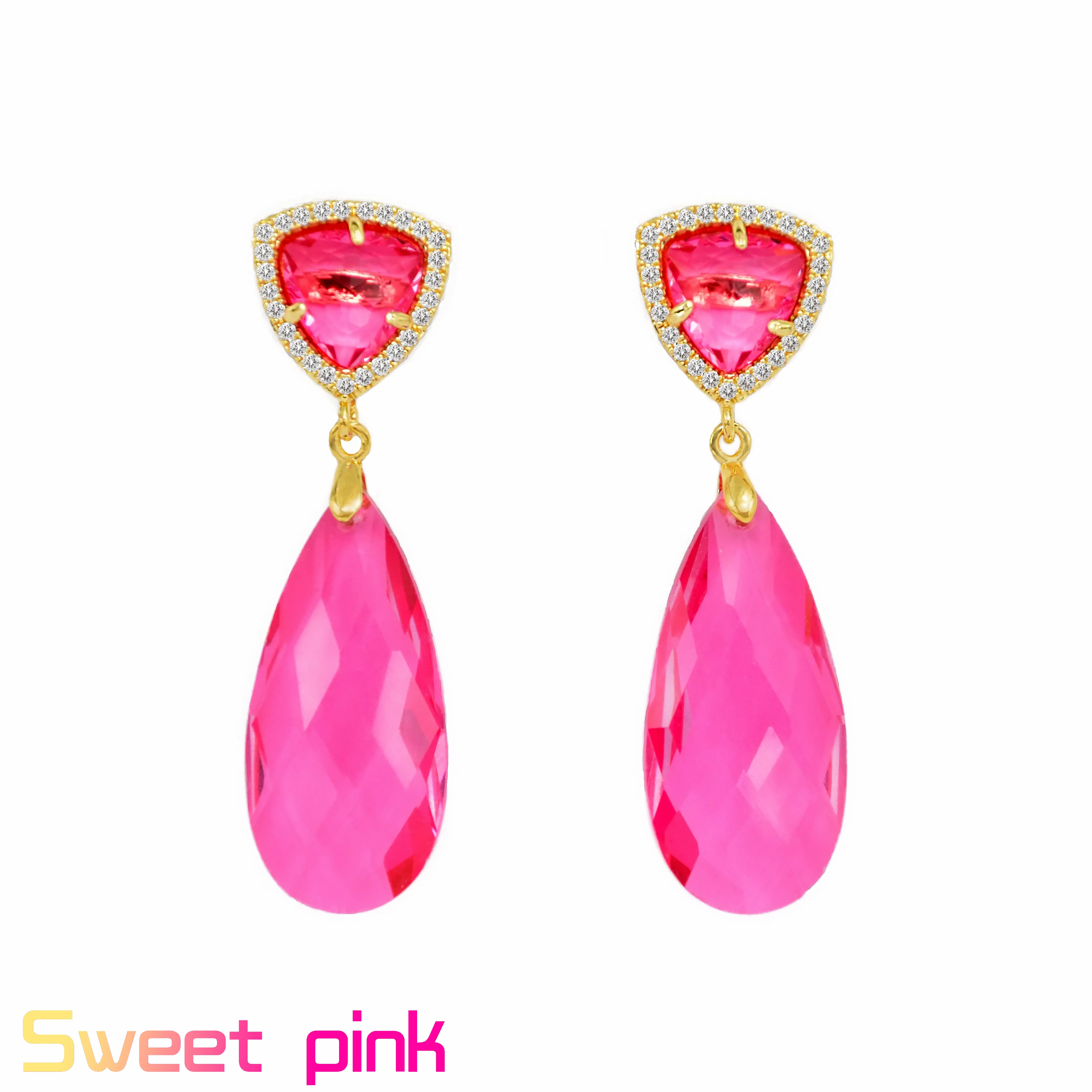 Корейские серьги милые розовые Висячие для женщин современные роскошные K9 с