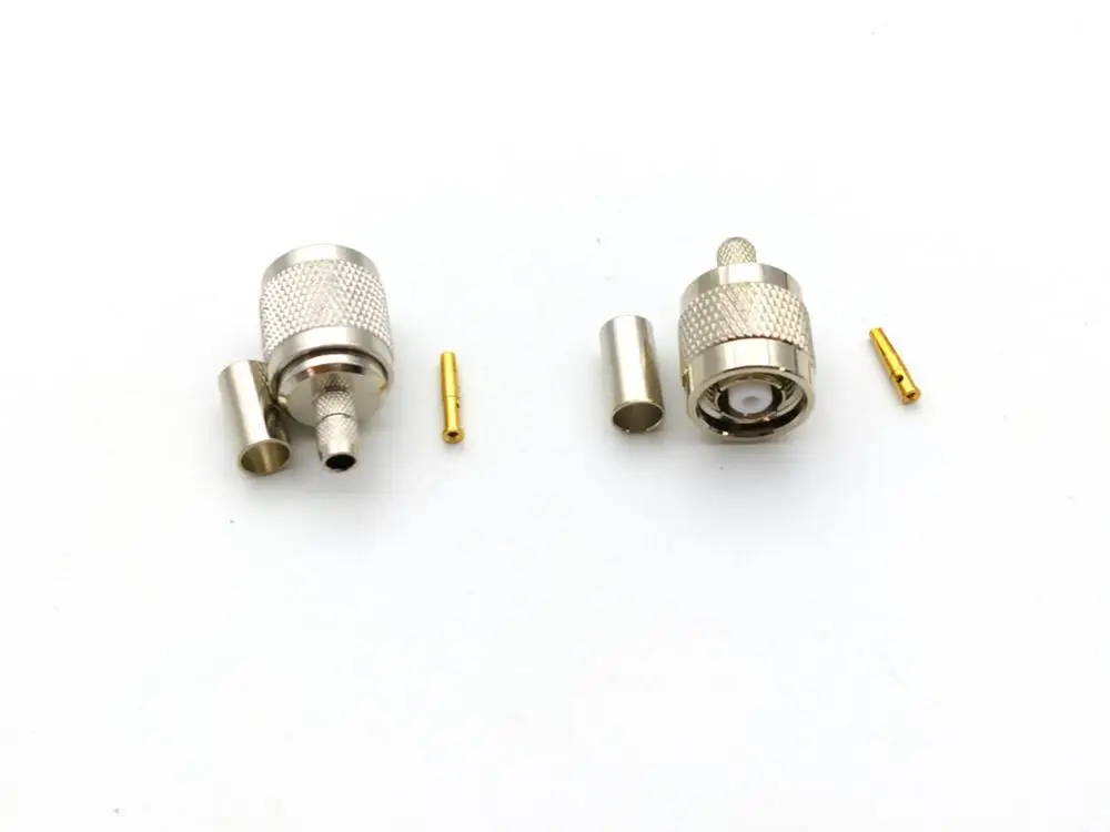 50 шт. латунь 50ohm RP TNC Мужской обжимной для RG58 LMR195 RF коаксиальный разъем