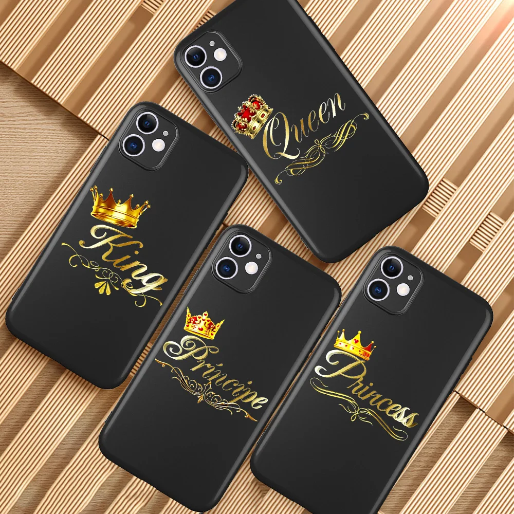 Золотой с надписью king queen princess чехол для телефона iPhone 5 5S SE 6 6S 7 8 Plus X XS Max XR 11 Pro One 5T 6T
