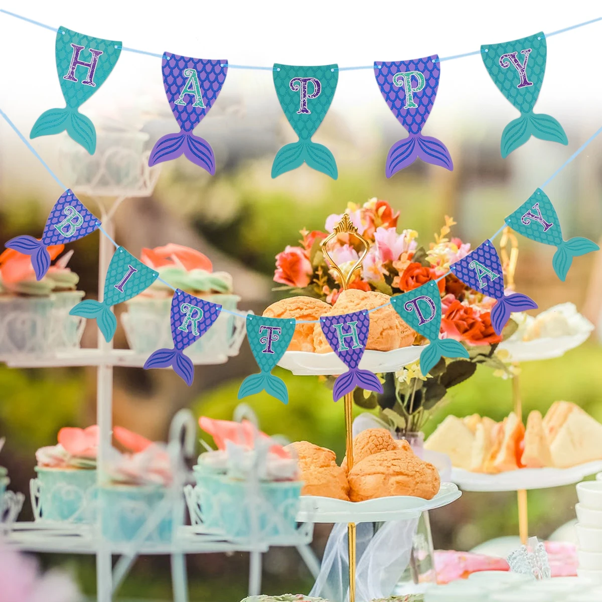 31 шт маленькие вечерние Русалочки банты баннер для вечеринки в честь Дня