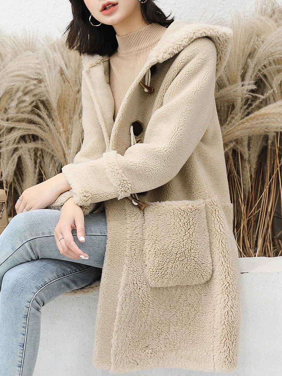 Пальто из натуральной шерсти женские меховые куртки овчины зимняя куртка