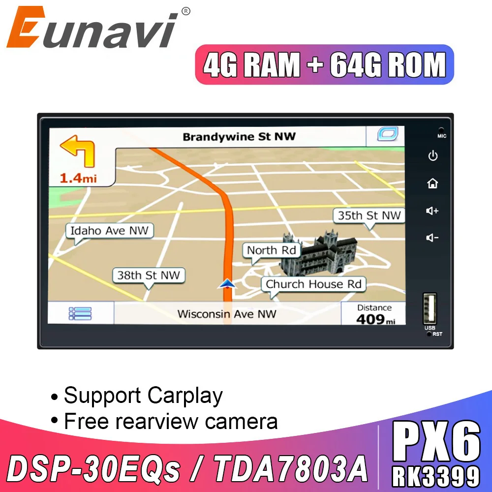

Eunavi Android автомобильный Радио Стерео мультимедийный плеер GPS навигация Универсальный Авторадио 1024*600 FM AM RDS WIFI NO 2 DIN DVD CD