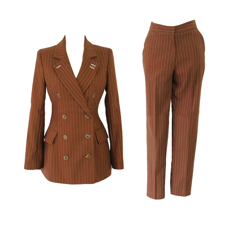 Женский офисный костюм брюки Новый стиль Мода Полосатый Повседневный OL