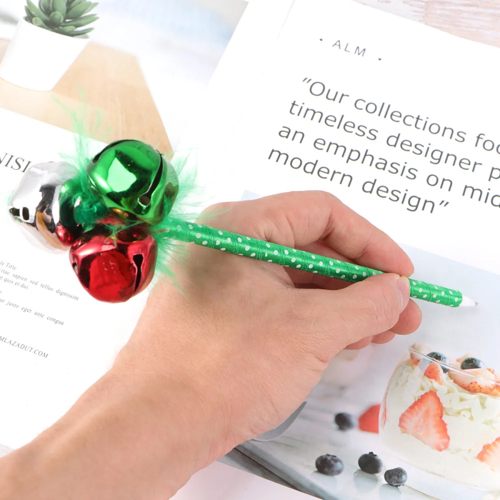

6Pcs Red and Green Christmas Themed Jingle Bell Ballpoint Pen Christmas Holiday Festive Party Favors Gift Pens