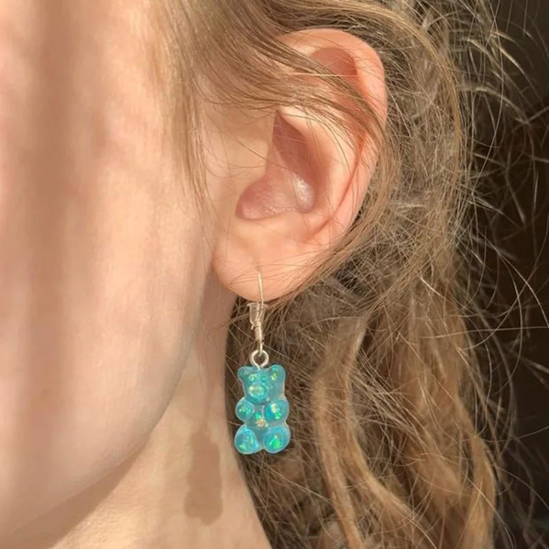 

Cute Bear Sweets Earrings For Women Colorful S925 Pin Ear Rings Unique Teddy Bear Earring Jelly Beans Jewelry Gift To Girlfriend