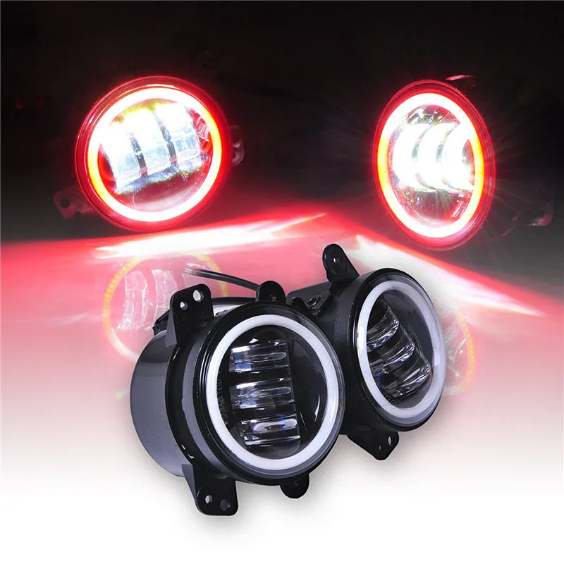 Круглые светодиодные противотуманные фары 4 дюйма 30 Вт с гало DRL для Jeep Wrangler Jk TJ LJ