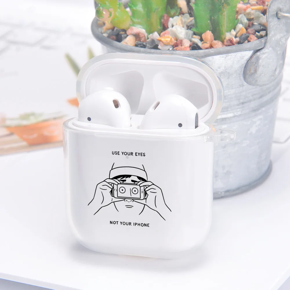 

Силиконовый чехол для Airpods 1 2, чехол s, чехол со слоганом и простым текстом, чехол для наушников с надписью Use your eyes Air Pods, чехол для Airpods 2, чехол