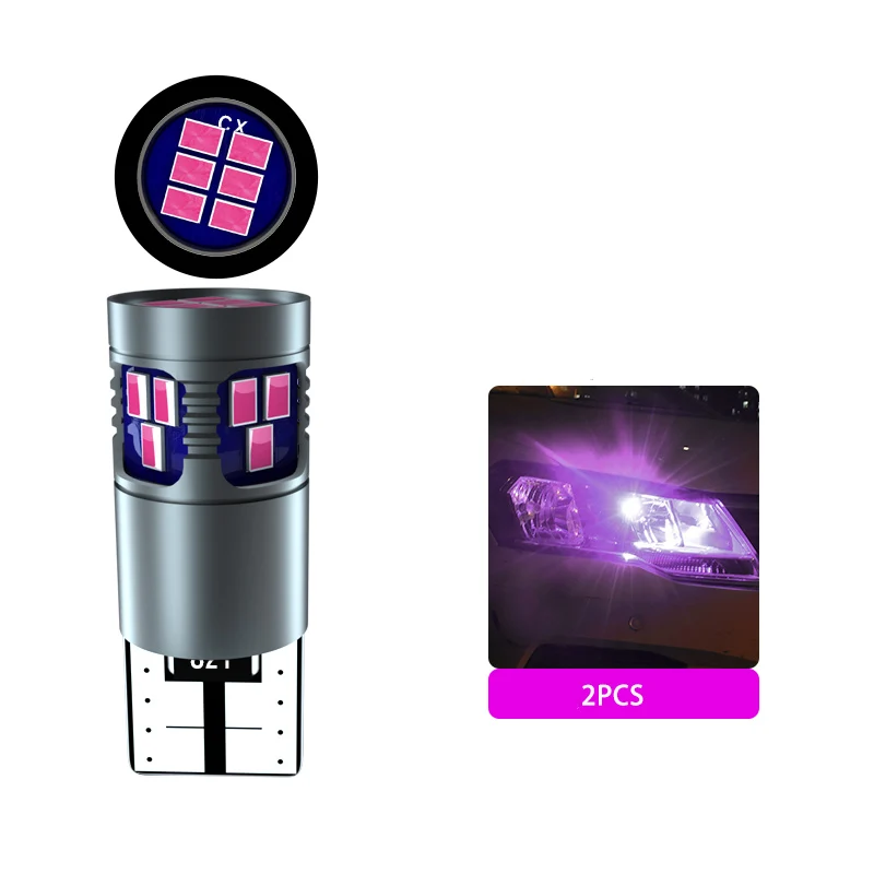 purple 2 шт. высокое качество T10 W5W супер яркий 3030 светодиодный автомобильный интерьерный светильник для чтения, габаритная лампа 168 194 светодиодный автоматический Клин парковочные лампы - Испускаемый цвет: purple