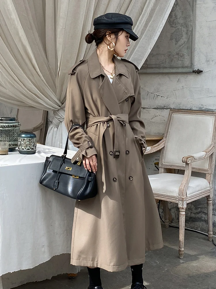 

Ветровка женская, новая осенняя одежда 2021 года, Модные свободные пальто средней длины, с драпировкой