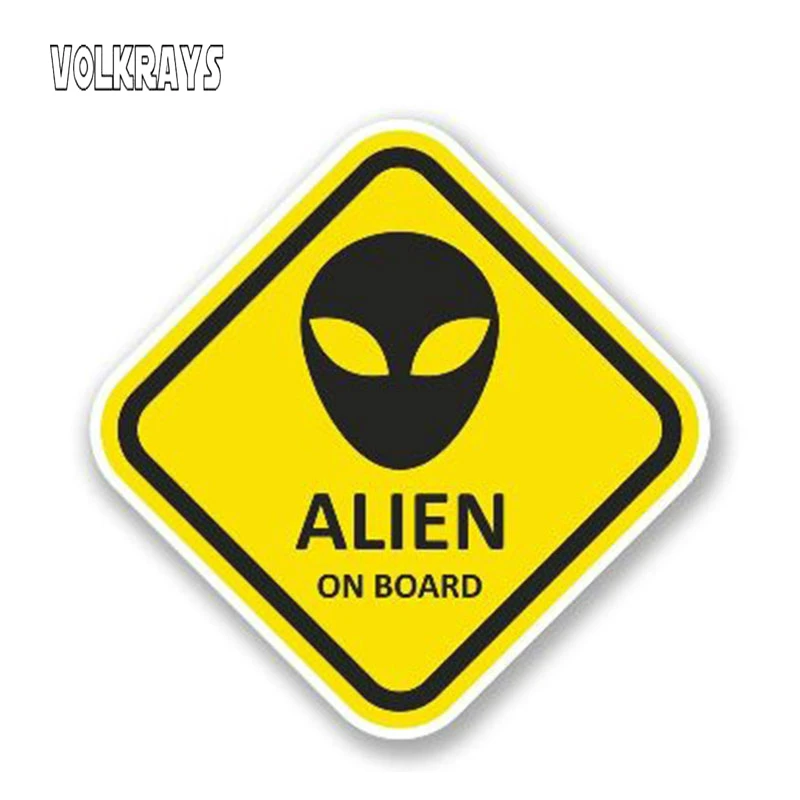 

Volkrays Creative Waterproof Car Sticker Alien on Board Vinyl Decal Automobile Motorcycle Decoration Accessories,13cm*13cm