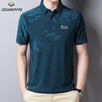 johmuvve new men short sleeved polot shirt casual business classic fashion all match puppy embroidery men cotton summer shirt