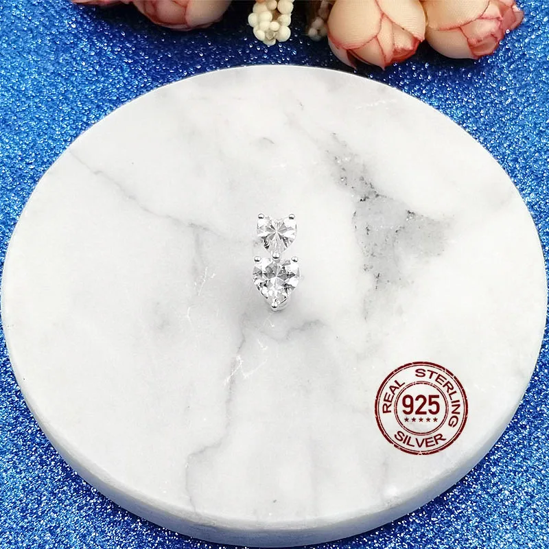 HelloLook 925 пробы Серебряный пупок цена двойной кубический циркон кольцо для пупка