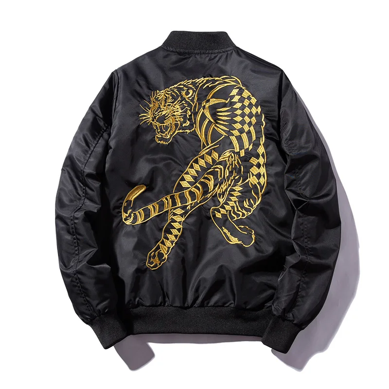 

New Bomber Mns Jackets Embroidery Golden&white tiger 2019 Jacket Mens MA1 Pilot Bomber Jacket Male Embroidered Thin Coats