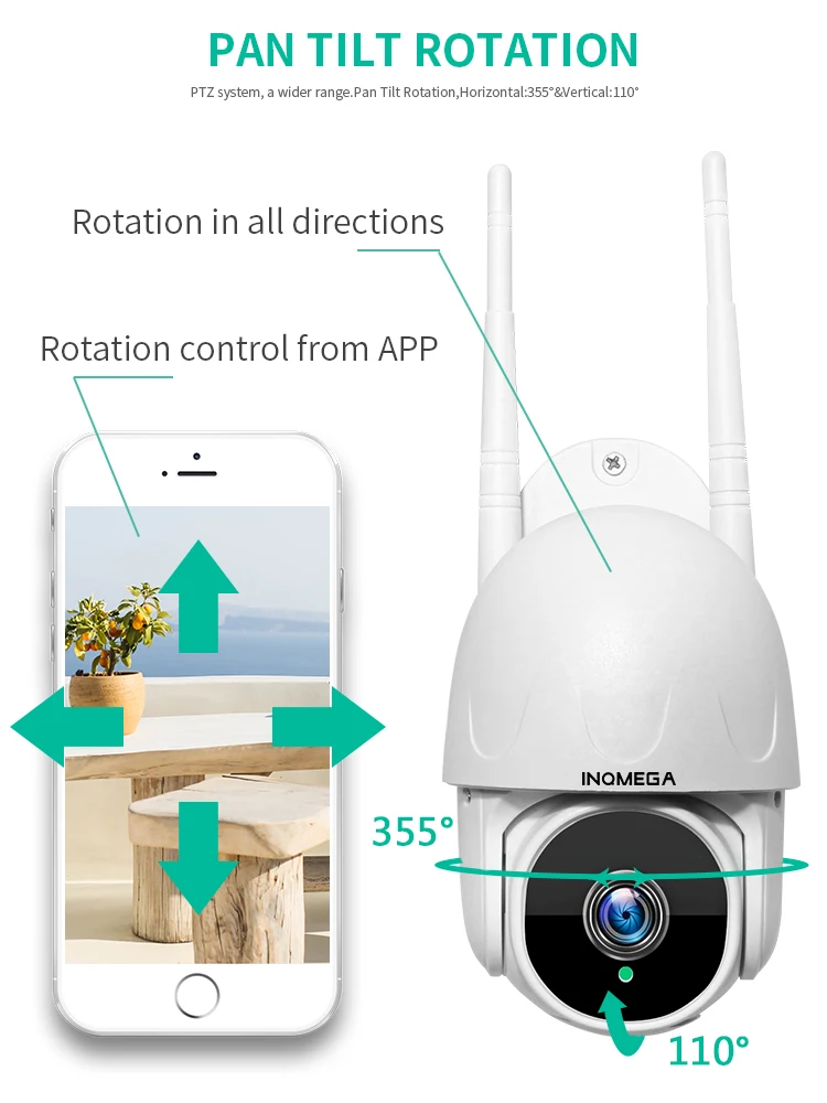 INQMEGA 1 дюйм облако 1080P PTZ скорость купольная Wifi камера наружная 2MP авто-отслеживающая камера беспроводная камера домашнее наблюдение IP Cam